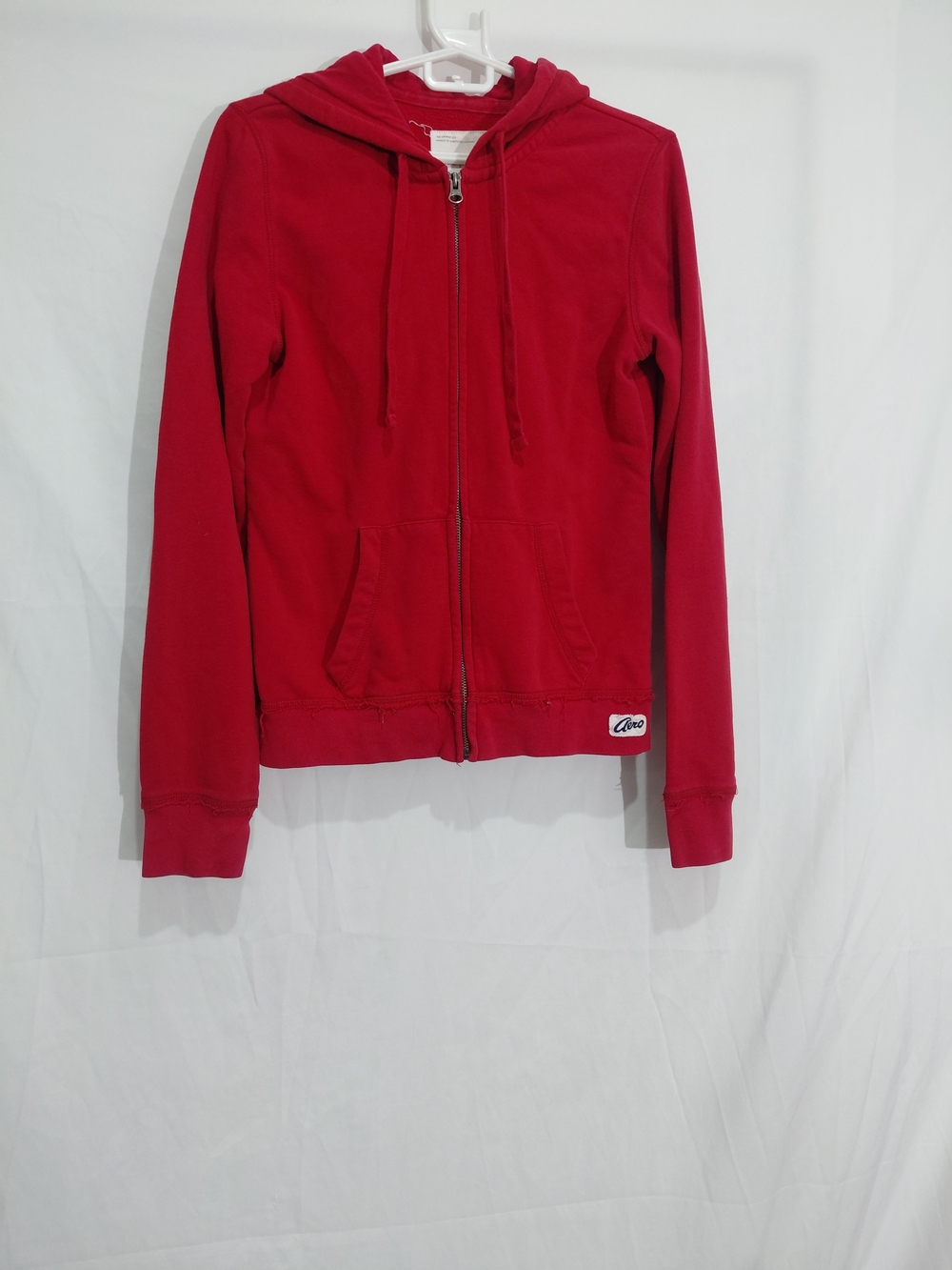 Aeropostale Red Zip-Up Hoodie with Drawstring Hood